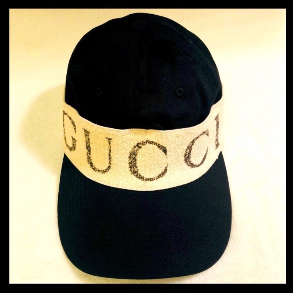 New Gucci Band Hat Gabardina Pesante Black Baseball Cap